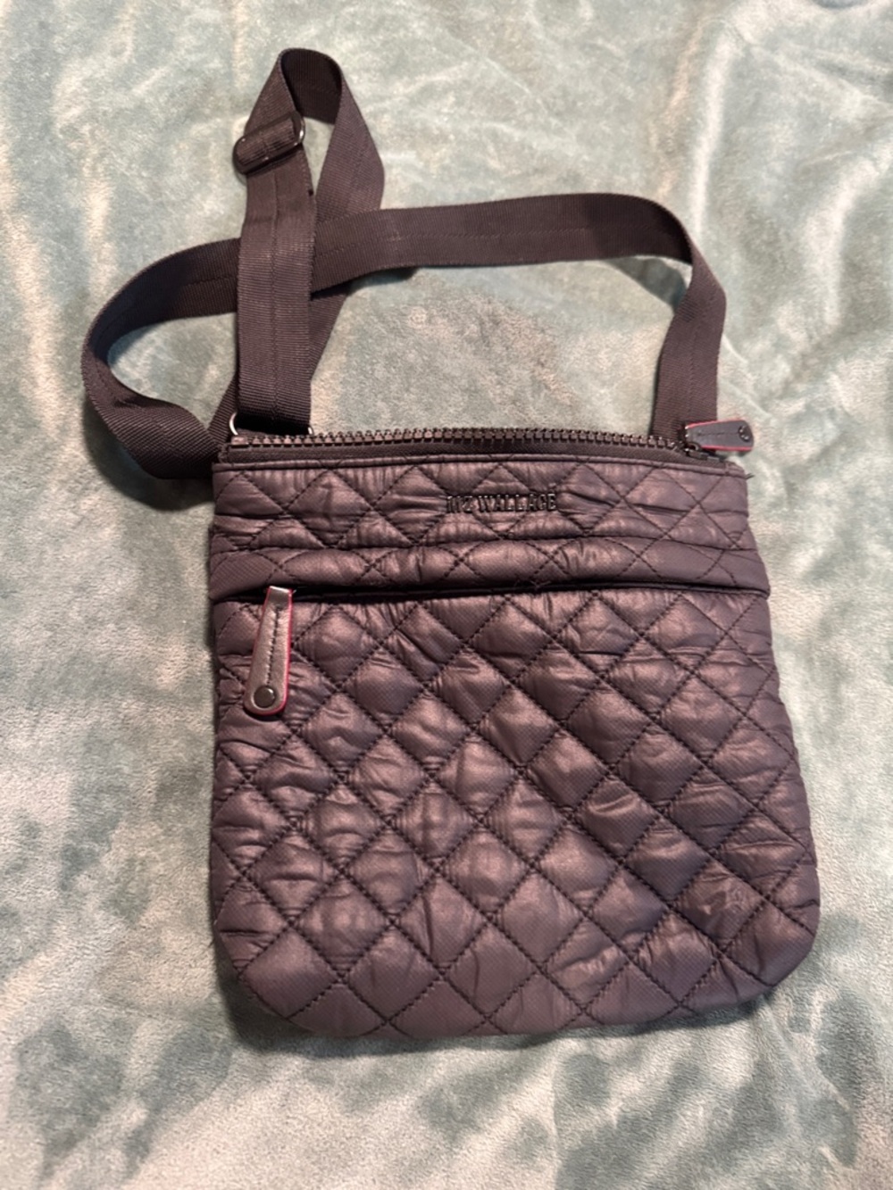 MZ Wallace Quilted Crossbody Bag in Dark Gray